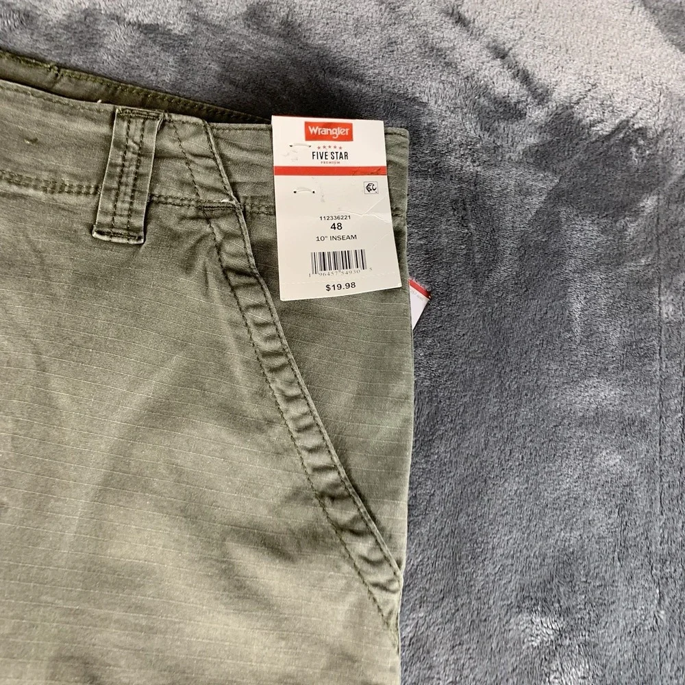 Wrangler Five Star Shorts‎ Mens 48 Green Relaxed Fit Rip Stop 48x10 NEW Tags
